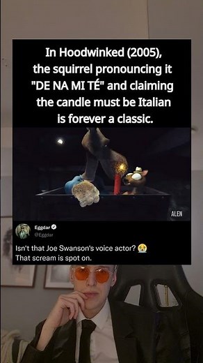 In Hoodwinked (2005), the squirrel pronouncing it "DE NA MI TÉ" and claiming the candle must be