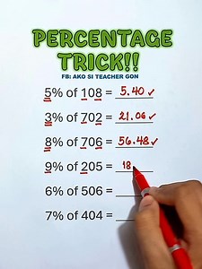 173K views · 1.5K reactions | Percentage Trick‼️ #mathtrick #mathshortcuts #basicmath #mathematics #teachergon #math #percentage #percentagetricks | Ako si Teacher Gon | Facebook