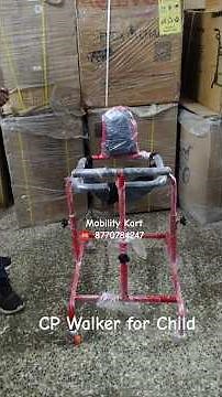 CP Walker Red For Child Cerebral | Height Adjustable | Back & Seat Support | Extra Footseprater Rod