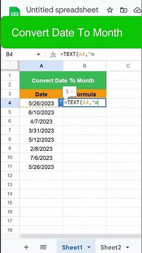 Convert date into month text formula in google sheet.