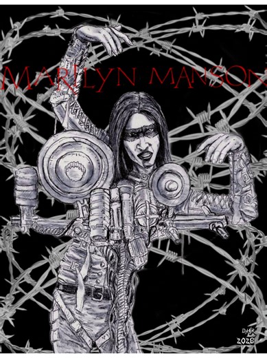 Marilyn Manson drawing with photo edited background..enhanced my drawing. #sketch #drawing #sketchbook #marilynmanson #beautifulpeople