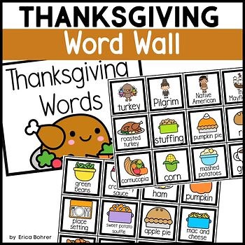 Thanksgiving Words with Pictures | Thanksgiving Word Wall for ENL and Primary