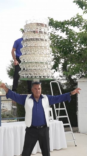 590K views · 6.2K reactions | Most wine glasses balanced on the head  319 by Aristotelis Valaoritis  | Guinness World Records | Facebook