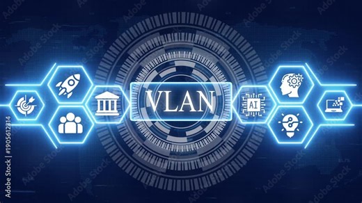 Futuristic Digital V L A N Network Technology Concept with A I and Data Visualization VLAN virtual LAN