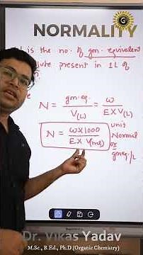 Normality in Chemistry Explained | Class 11 CBSE #normality #equivalent mass
