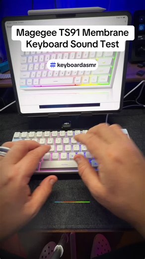 Tino Reviews | Tech and Gadget Reviews on Instagram: "Magegee TS91 Membrane Keyboard Sound Test #tinoreviews #magegee #keyboardasmr #tiktokshopjumpstartsale #tiktokshopcreatorpicks"