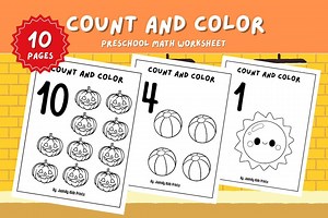 Count and Color Worksheets | Preschool & Kindergarten Math Printables | Numbers 1–10 - Etsy UK