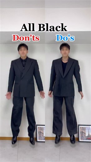 Masa | Men’s Fashion Stylist on Instagram: "All-Black Styling: Do’s & Don’ts 1️⃣ Too dressy Do: Mix in casual elements Tip: Pairing all dressy pieces together can feel stiff. Adding casual items helps keep the outfit relaxed and wearable. 2️⃣ No accessories Do: Add accessories Tip: All-black outfits can look flat without accents. Accessories add depth and visual interest. 3️⃣ Same shade of black Do: Mix different shades Tip: Using slightly different tones of black and gray creates contrast and m