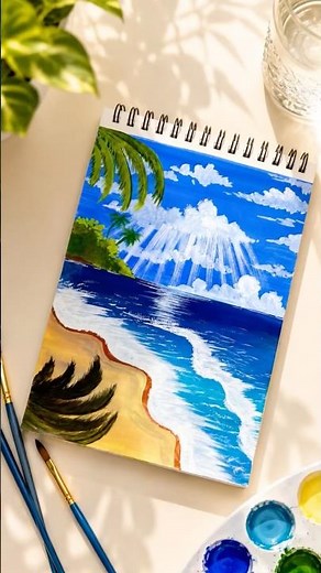 Beach Painting | acrylic painting for beginners | painting ideas for beginners | painting ideas