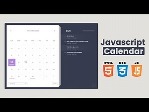Modern Calendar with Todo in HTML, CSS and JS Part 2 | JavaScript Events Calendar