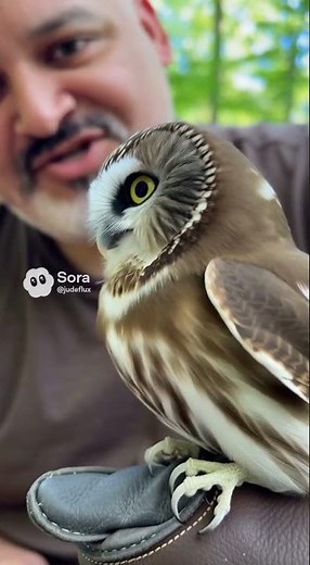 Petting a Northern Saw-whet Owl 🦉✨ (Cutest Tiny Owl Ever!) | #cuteanimals #animallovers #shorts