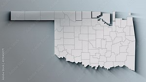 Modern Dynamic White Map of Oklahoma with Counties