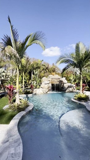 Lucas checks in on this newly completed backyard oasis with 6 person grotto in Tampa. #insanepools #pooltime #poolside #poolparty #lucaslagoons #lagoon #backyardinspo #backyard #pool | Lucas Lagoons