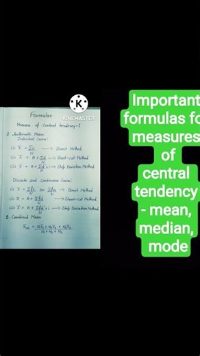 lmportant formulas for measures of central tendency - mean, median, mode #shortvideo #economics