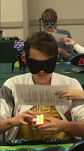 Fastest time to solve a 3x3x3 cube blindfolded - 12.97 seconds by Tommy Cherry 🇺🇸