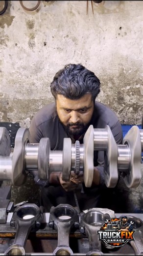 Polishing a Massive 6-Cylinder Diesel Crankshaft #truck #engine #polish #trending #viral #skills #yt