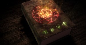 Ancient Mystical Book with Glowing Magic Circle