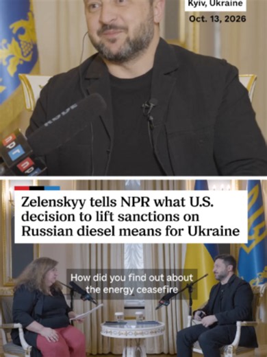 President Zelenskyy's sit-down with NPR comes as Russia's full-scale invasion nears the five-year mark, and at a time when tensions between Zelenskyy and President Trump have flared up again after the U.S. made key concessions to Moscow. On Friday, Trump moved to ease sanctions on Russian diesel exports. Zelenskyy said in a statement it was
