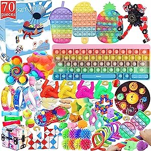 120Pcs Fidget Packs Anti-Anxiety Tools , Cheap Fidget Toy Pack with Big Keyboard Sensory Stress Relieve Fidget Toy Set for Kids Adults (Fidget Pack-B)