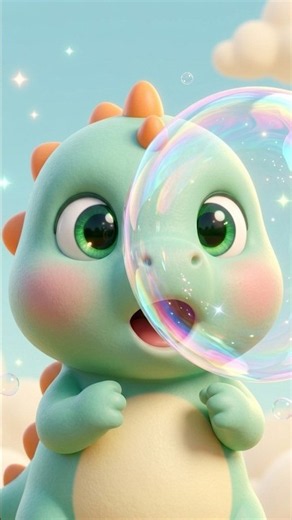 Dinky Dino vs. Giant Bubbles! 🫧 #Shorts #BabyDino #Funny