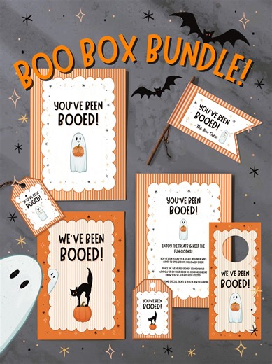 You've Been Booed Printable Set | Boo Box Canva Template Set Halloween Signs, Neighborhood Boo Box, Workplace Halloween Kit Tradition Game - Etsy