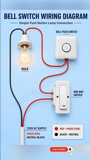 Bell Switch Wiring Diagram 🔔⚡ | Simple Push Button Connection⚡🔌#shortsfeed #trending #viral #shorts