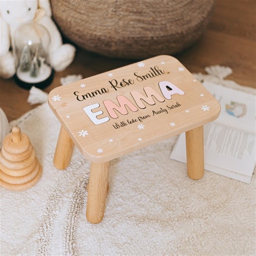 Name Puzzle Stool - Personalized Stool for Baby Girl and Boy - Easter Gift for Toddlers - Etsy