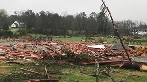 42K views · 1K reactions | ‪Horrible damage from strong #tornado last night in Jacksonville, AL. Here is the West Point Baptist Church. Building across the street with sheet metal roof looks untouched. Multiple vortex tornado. Long road of recovery ahead  ‬ AccuWeather | Reed Timmer Extreme Meteorologist | Facebook