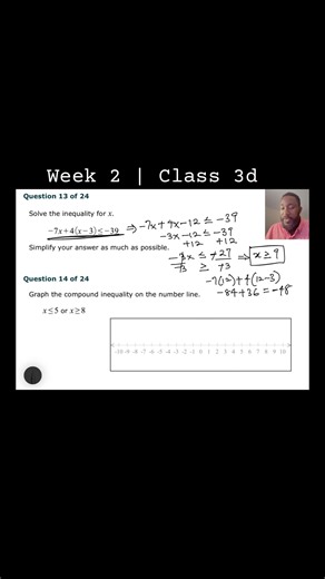 Week 2 | Class 3d | Graphing Compound Inequality on a Number Line #math #algebra #students #fyp #viralvideo