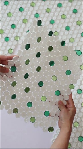 White & Green Penny Round Glass Mosaic Tile | Fresh, Clean, Timeless