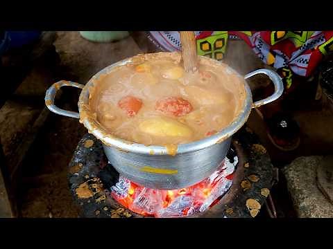 Village Cooking | Groundnut Soup & Kokonte | Traditional Ghanaian Recipe