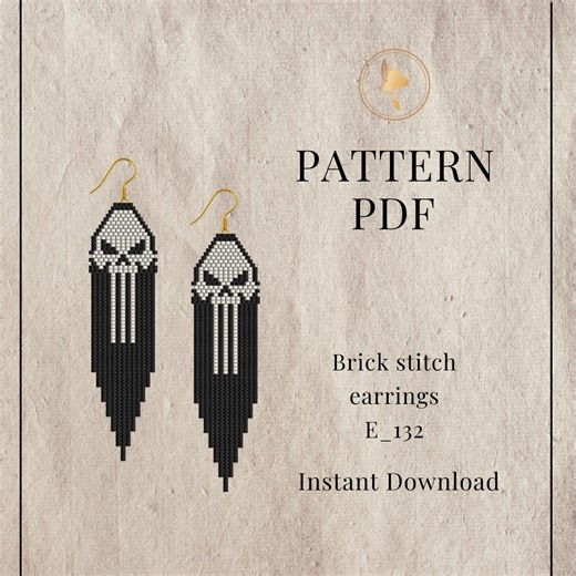 Skull Earrings Brick Stitch Pattern PDF – Halloween Seed Bead Design - Etsy Canada