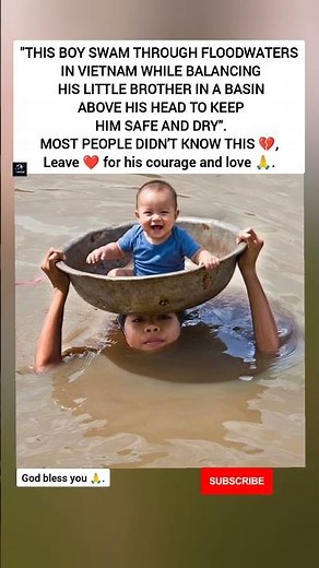 This Boy Swam Through Floodwaters to Save His Little Brother ❤️😭 #shorts