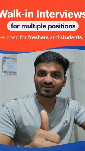 Rizwan Shaikh | 🚀 Walk-in Interviews for Multiple Positions Open for Freshers, Students & Interns Great opportunity to start your career in top tech and... | Instagram