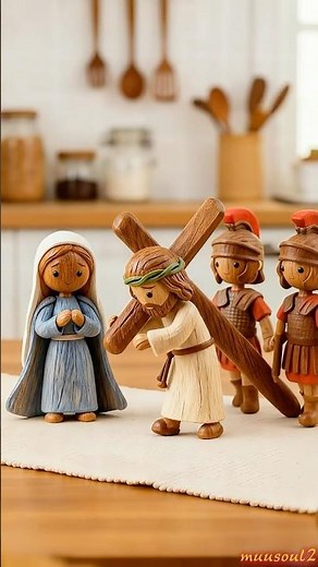 Jesus Carrying the Cross Across the Kitchen Table #jesus #love #carving #woodcarving