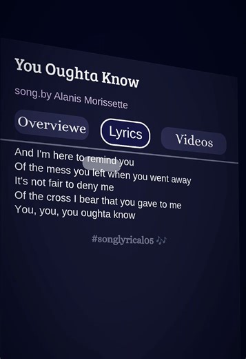 Alanis Morissette - You Oughta Know Lyrics
