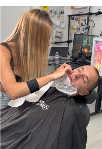 ASMR SHAVING IN PRIVATE ROOM | She sent him sleep #asmrgirl #closeUP #asmrvideo #asmrbarber #asmrshave