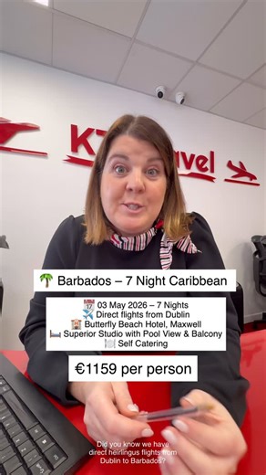 🌴 Barbados – 7 Night Caribbean Escape 🌴 📅 03 May 2026 – 7 Nights 💰 €1159 per person ✈️ Direct flights from Dublin 🏨 Butterfly Beach Hotel, Maxwell 🛏️ Superior Studio with Pool View & Balcony 🍽️ Self Catering 🧳 Checked baggage included 🚐 Transfers included 👫 Based on two sharing Swap routine for palm trees and turquoise waters in beautiful Barbados ☀️🌊 Stay at the welcoming Butterfly Beach Hotel, perfectly located on the south coast in lively Maxwell. Your Superior Studio with Pool Vie