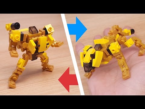 Micro LEGO brick lion transformer mech - Golden Lion #LEGO #MOC #mech #レゴ #レゴ変形ロボ #레고변신로봇