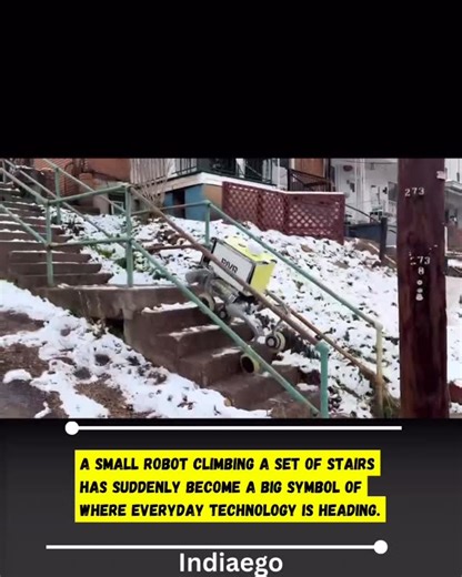 India ego on Instagram: "A demo video featuring RIVR’s autonomous delivery robot ‘Milo’ is going viral after viewers were stunned to see the compact machine smoothly navigating a flight of stairs. The short clip captures Milo adjusting its balance, reading the steps, and climbing with surprising ease — a moment that feels straight out of a sci-fi film. Online, the reaction is a mix of excitement and curiosity as people imagine how such robots could support daily life, from doorstep deliveries to