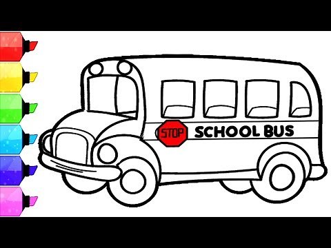 SCHOOL BUS Coloring Pages | How to Draw and Color School Bus for kids. Learn colors for kids