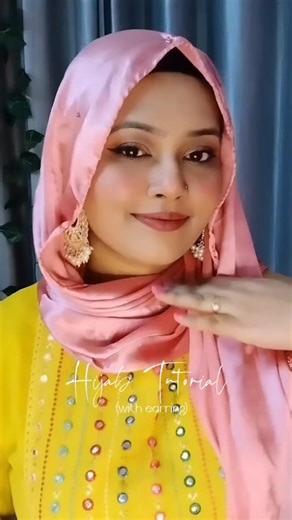 Earing hijab tutorial for wedding #hijab #hijabtutorial #earringhijab #hijabstyle