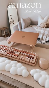 480K views · 10K reactions | Type: LINKS in comment for my home office desk setup. I am so obsessed we with the cloud wrist support ☁️ and colorful keyboard 勺 #amazonfinds #homeofficedecor #desksetup #sosatisfying #homeofficeideas | Brooke's Buys | Facebook
