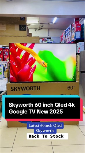 Skyworth 60 inch Qled 4k Google TV Highlights Screen Size: 60 inches Resolution: 4K UHD (3840 x 2160) Panel Type: LED Refresh Rate: 60Hz Operating System: Google TV RAM: 2GB Storage: 16GB HDR Support: HDR10, HLG Brightness: Around 250 nits Connectivity: Wi-Fi (Dual-Band), Bluetooth 5.1, 3 x HDMI (with ARC), 2 x USB, Ethernet Audio: Dolby Audio, DTS Studio Sound #skyworth #skyworthqled #googletv #viral_video #tiktok