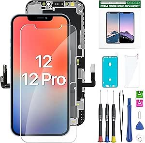 YOXINTA for iPhone 12/12 Pro Screen Replacement Kit, 6.1” LCD Display Full HD Digitizer Touch Screen, Easy Installation with Repair Tools & Tempered Screen Protector (for iPhone 12)