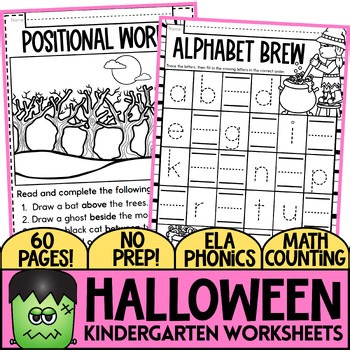Halloween Math Worksheets Literacy Writing Counting CVC Sight Words Activities