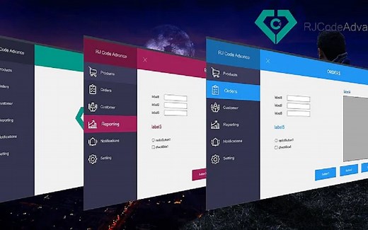 [C#][Winform]炫酷扁平UI,随机多色彩切换,活动窗口高亮按钮