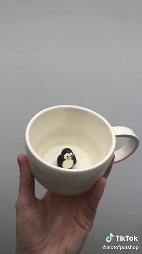 What a journey. Penguin mug is the first to finish! Online shop is coming soon 🥰 #mugtok #pottery #glazingpottery #penguin #clayart #cute #fyp