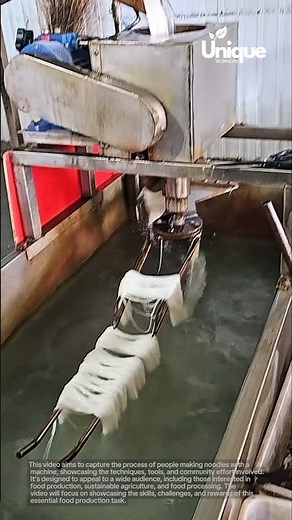 Making noodles with a machine: people making noodles with a machine
