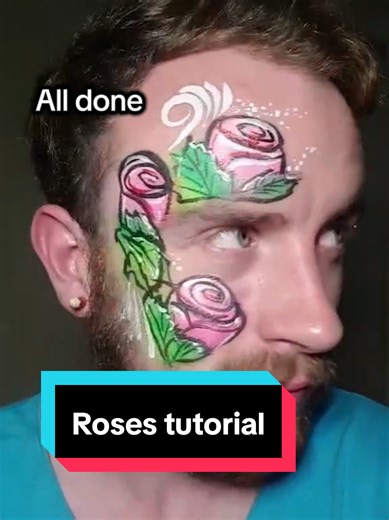 🌷 Quick Swirly Rose tutorial 🌷 🎨 Get your facepaints, I want to see yours! 😃 🧽 Sponge dauber (I used a large one), or use a sponge for rose 🌷 🧽 Sponge for green leaves 🌿 🖌 Liner brush for black and white ⚫️⚪️